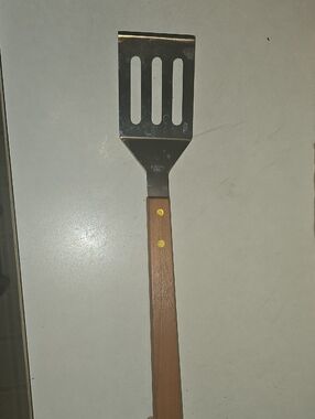 Stainless Steel Slotted Spatula with Wooden Handle